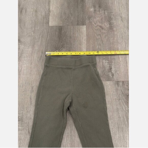 Aerie High Waisted Sage Green Waffle Knit Flare Pants Lounge Womens XS - Picture 5 of 6
